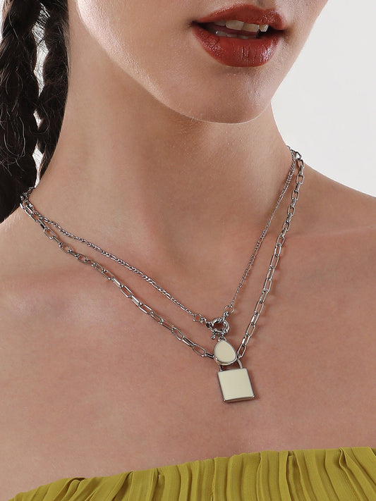 The Sailor's Multi-Layer Necklace - Metallic Silver-SOHINC6063