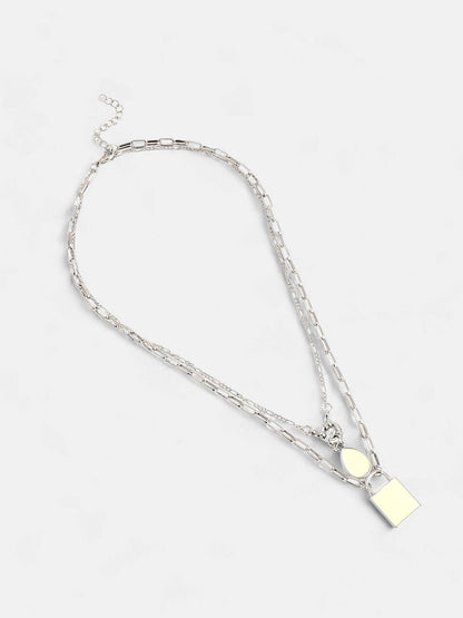 The Sailor's Multi-Layer Necklace - Metallic Silver-SOHINC6063
