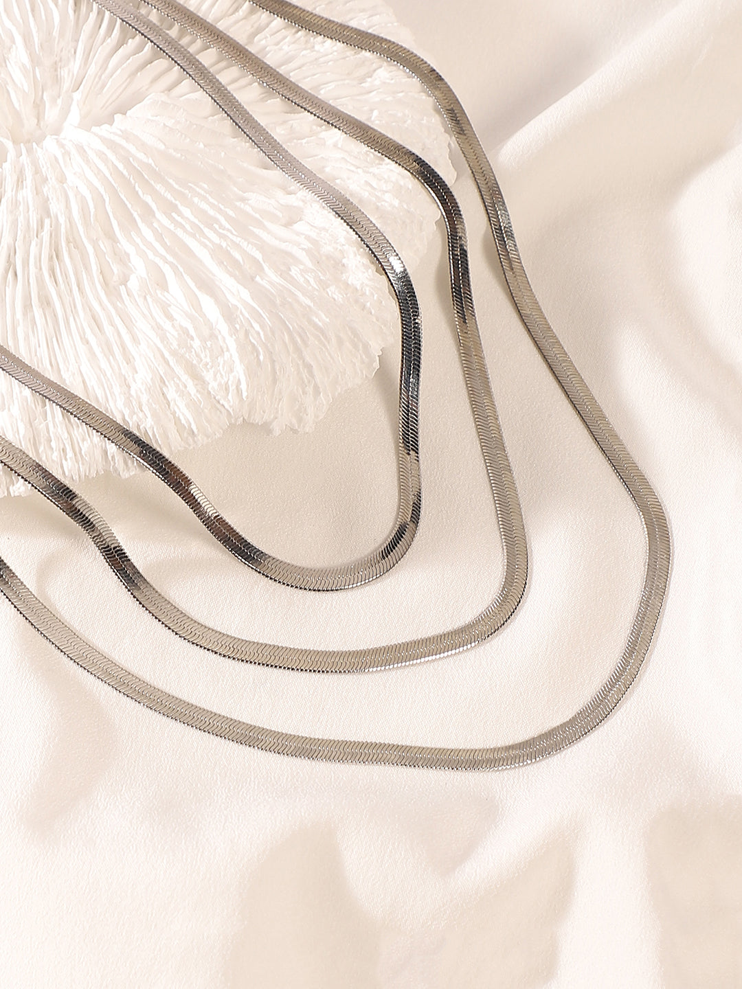 The Snakechain Multi-Layer Necklace - Metallic Silver-SOHINC6065