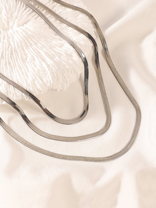 The Snakechain Multi-Layer Necklace - Metallic Silver-SOHINC6065
