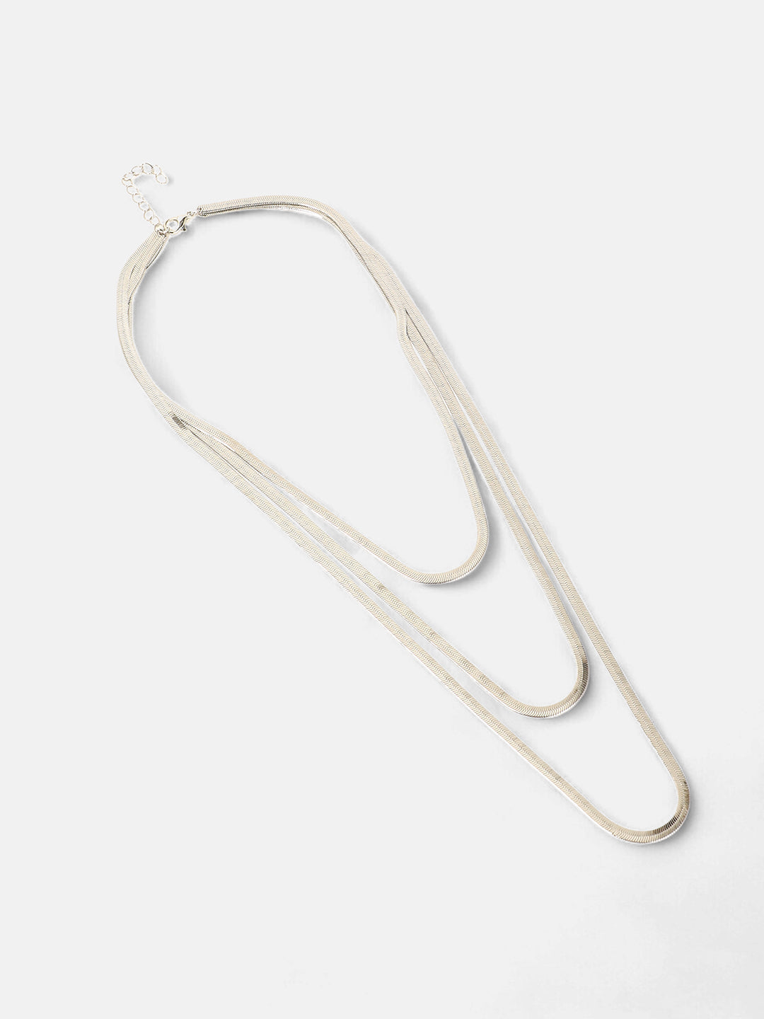 The Snakechain Multi-Layer Necklace - Metallic Silver-SOHINC6065