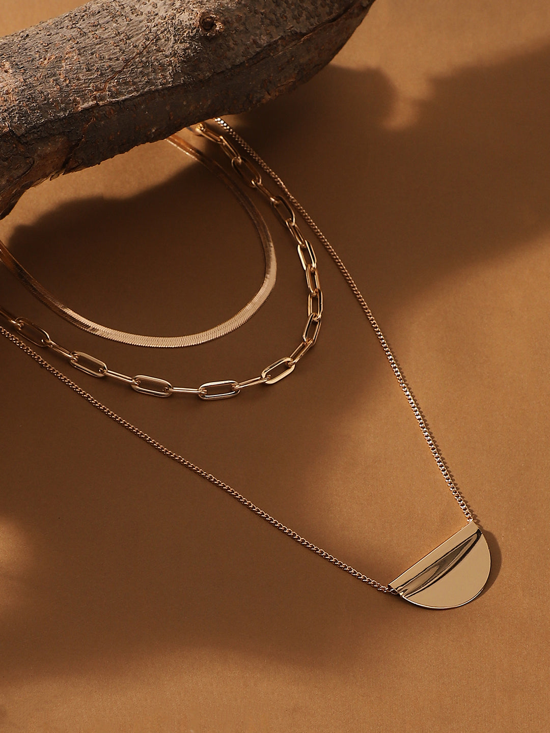 The Curve Chainlink Multi-Layer Necklace - California Gold-SOHINC6070