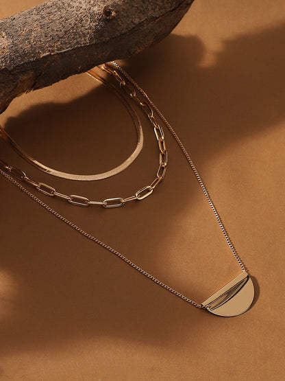 The Curve Chainlink Multi-Layer Necklace - California Gold-SOHINC6070