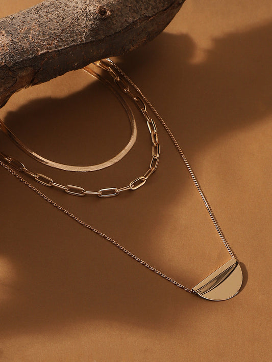The Curve Chainlink Multi-Layer Necklace - California Gold-SOHINC6070