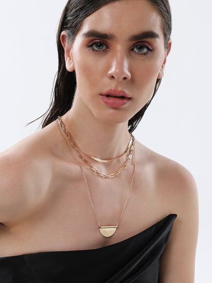 The Curve Chainlink Multi-Layer Necklace - California Gold-SOHINC6070