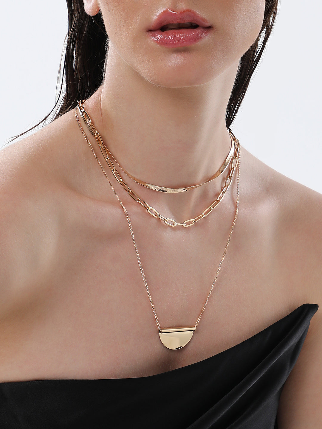 The Curve Chainlink Multi-Layer Necklace - California Gold-SOHINC6070