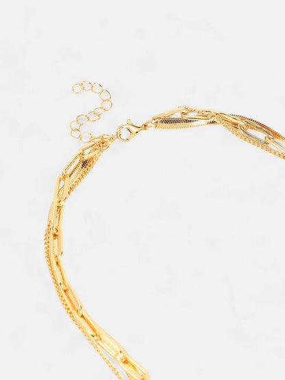 The Curve Chainlink Multi-Layer Necklace - California Gold-SOHINC6070