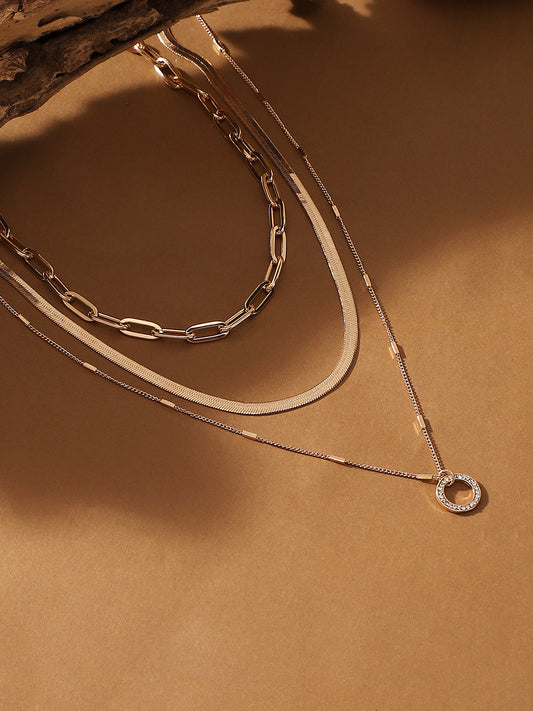 The Halo Snakechain Multi-Layer Necklace - California Gold-SOHINC6071