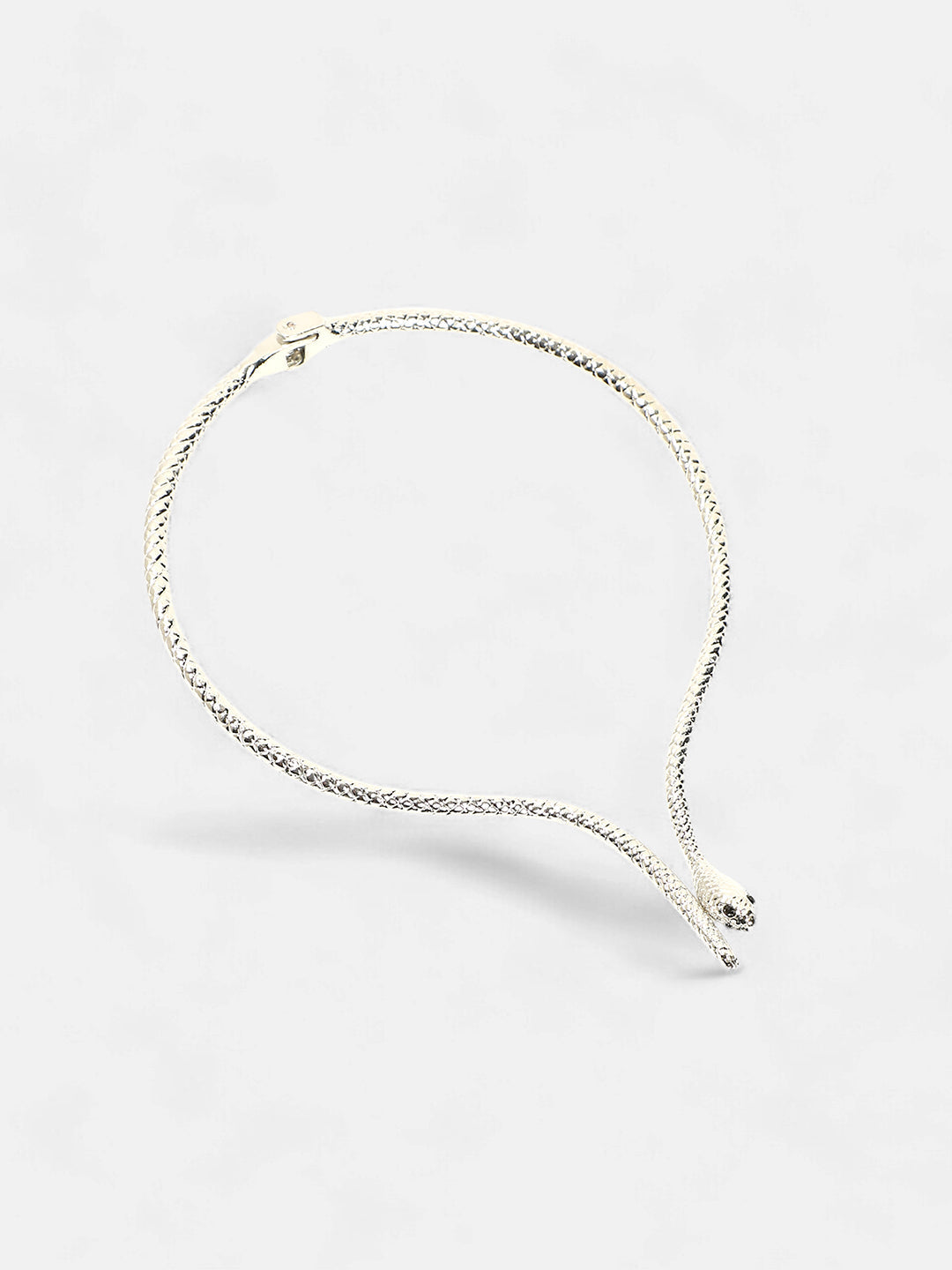 The Serpent Torque Necklace - Metallic Silver-SOHINC6072