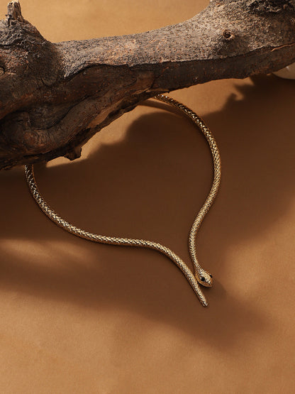 The Serpent Torque Necklace - Antique Gold-SOHINC6073