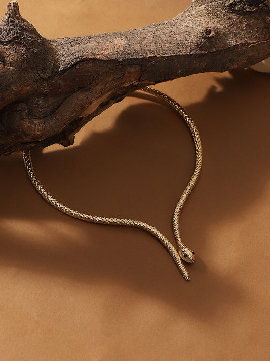 The Serpent Torque Necklace - Antique Gold-SOHINC6073