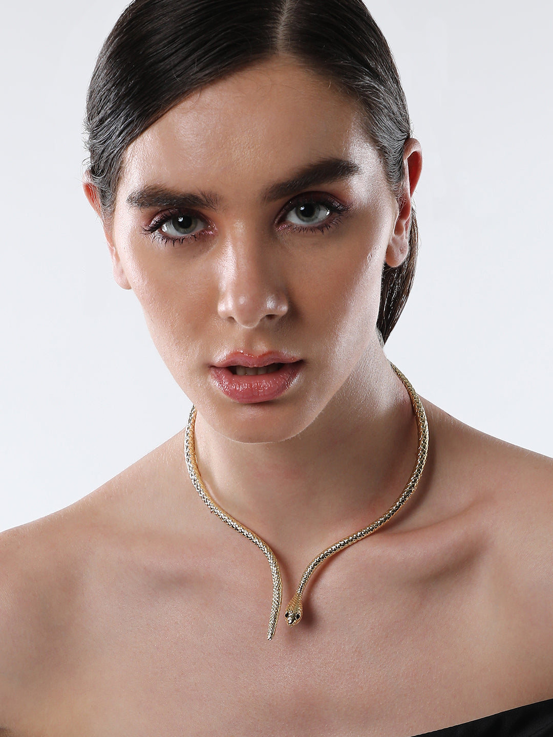 The Serpent Torque Necklace - Antique Gold-SOHINC6073