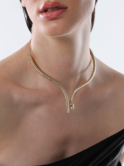 The Serpent Torque Necklace - Antique Gold-SOHINC6073