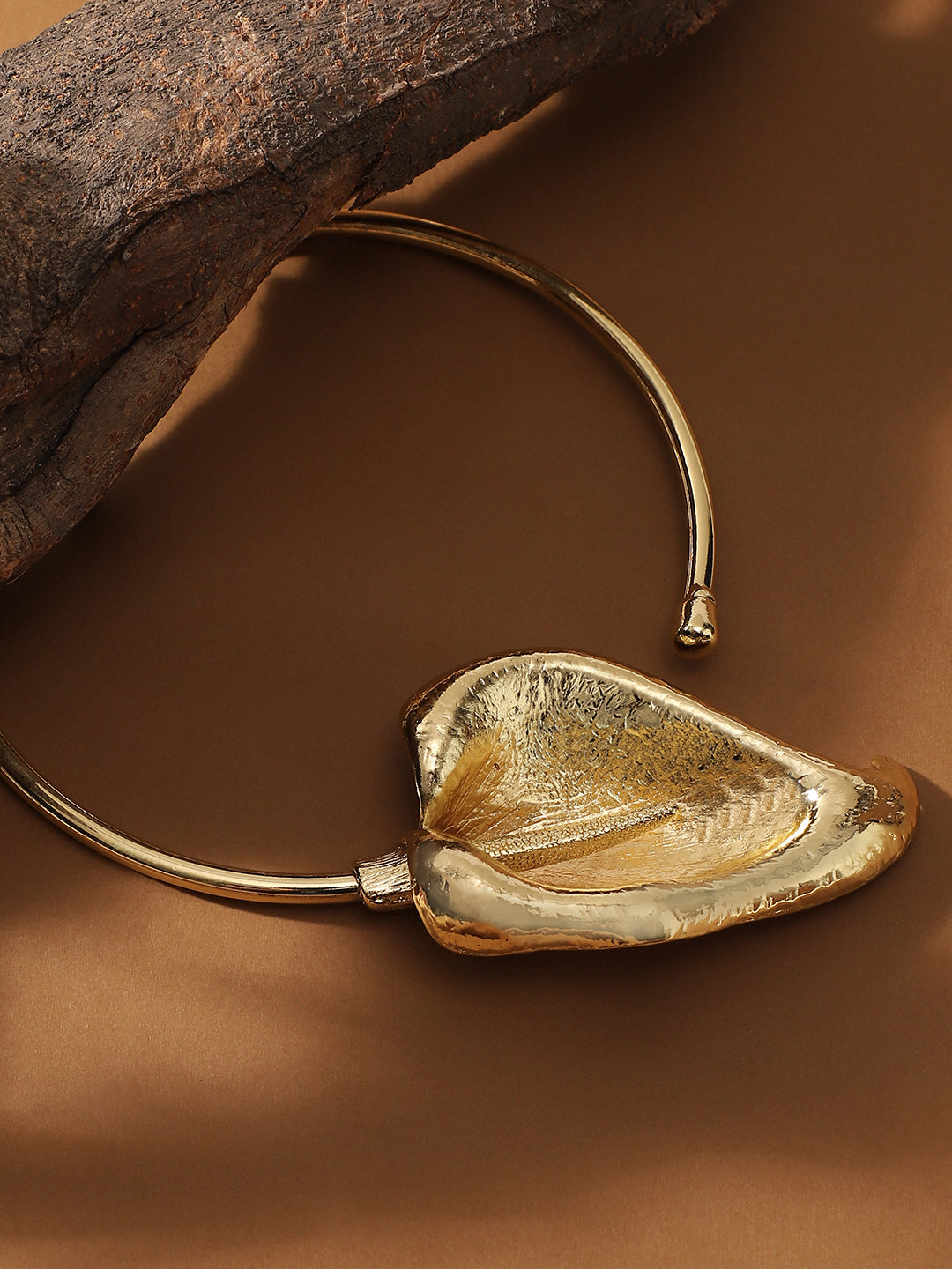 The Water Lily Torque Necklace - Antique Gold-SOHINC6074