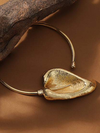 The Water Lily Torque Necklace - Antique Gold-SOHINC6074