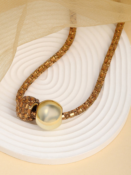 The Mirror Collar Necklace - Amber Gold-SOHINC6079
