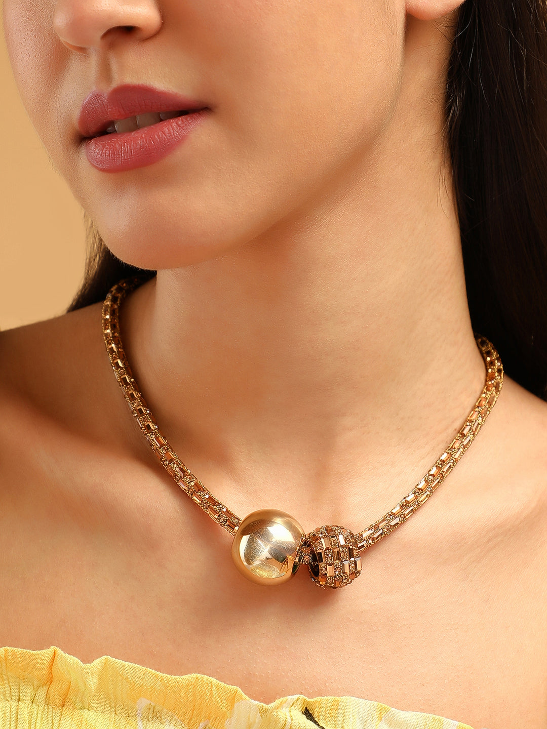 The Mirror Collar Necklace - Amber Gold-SOHINC6079