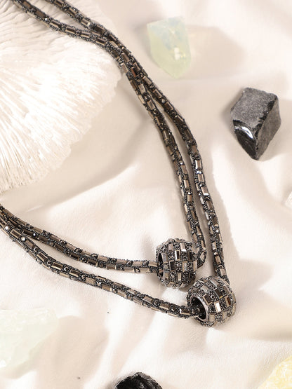 The Mirror Multi-Layer Necklace - Charcoal Grey-SOHINC6082