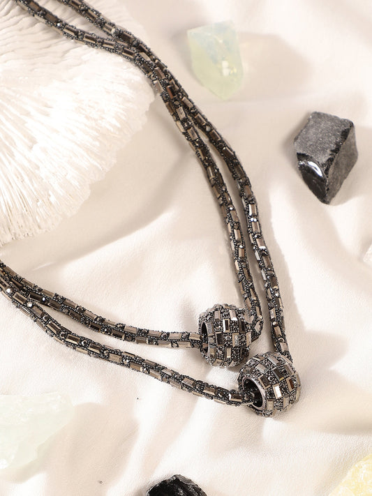 The Mirror Multi-Layer Necklace - Charcoal Grey-SOHINC6082