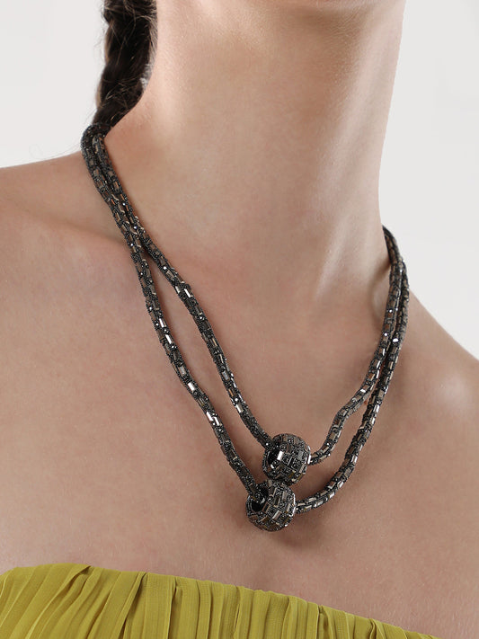 The Mirror Multi-Layer Necklace - Charcoal Grey-SOHINC6082