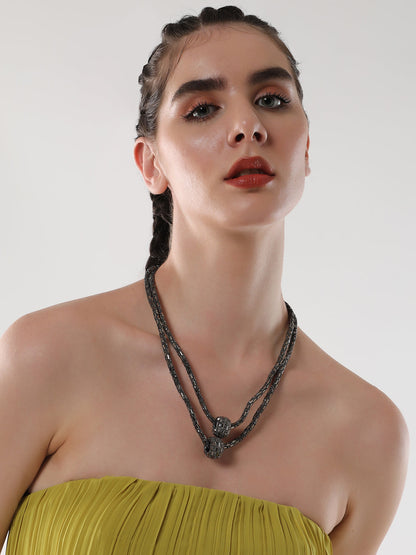The Mirror Multi-Layer Necklace - Charcoal Grey-SOHINC6082