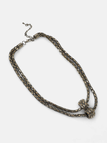 The Mirror Multi-Layer Necklace - Charcoal Grey-SOHINC6082