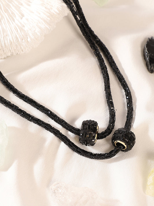 The Mirror Multi-Layer Necklace - Onyx Black-SOHINC6083