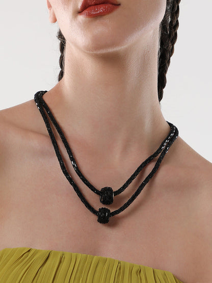 The Mirror Multi-Layer Necklace - Onyx Black-SOHINC6083