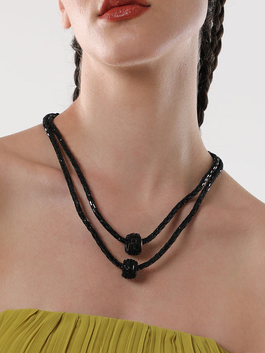 The Mirror Multi-Layer Necklace - Onyx Black-SOHINC6083