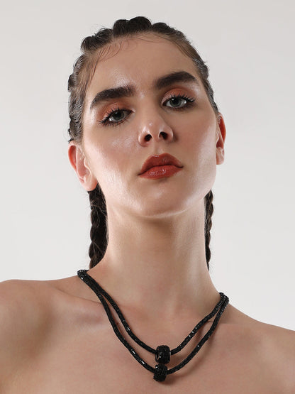 The Mirror Multi-Layer Necklace - Onyx Black-SOHINC6083