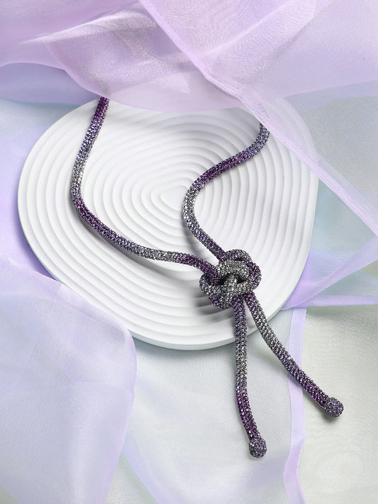 The Jingle Sautoir Necklace - Crystal Silver & Amerthyst Purple-SOHINC6085
