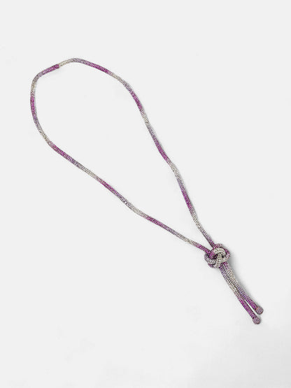 The Jingle Sautoir Necklace - Crystal Silver & Amerthyst Purple-SOHINC6085