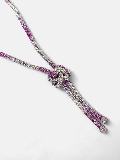 The Jingle Sautoir Necklace - Crystal Silver & Amerthyst Purple-SOHINC6085