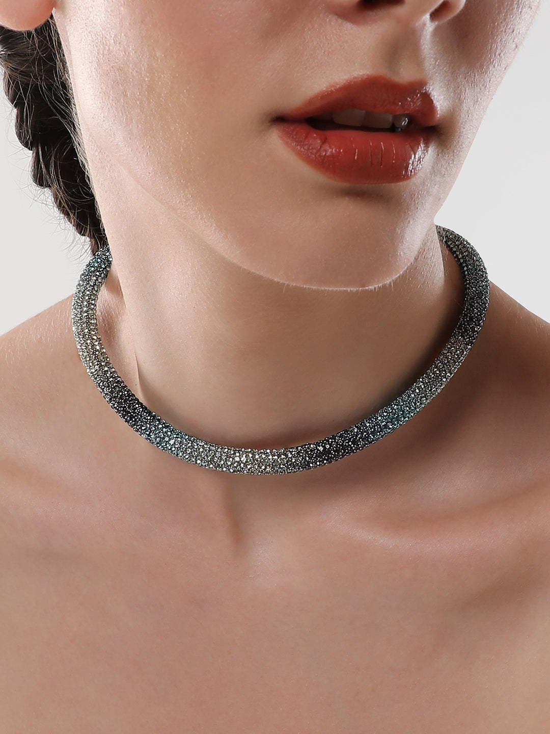 The Jingle Collar Necklace - Crystal Silver & Sky Blue-SOHINC6088