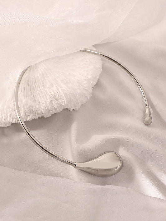 The Drip Torque Necklace - Metallic Silver-SOHINC6089