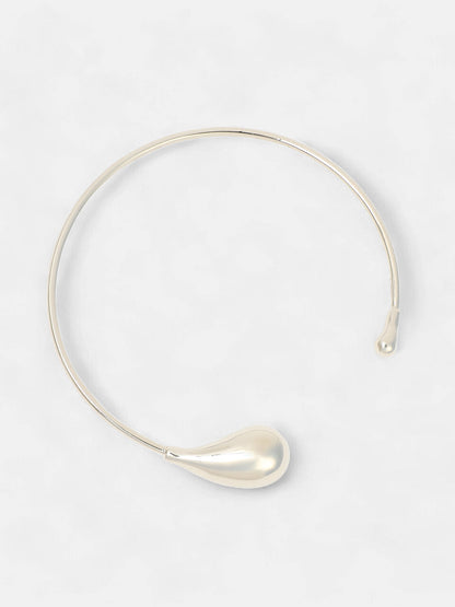 The Drip Torque Necklace - Metallic Silver-SOHINC6089