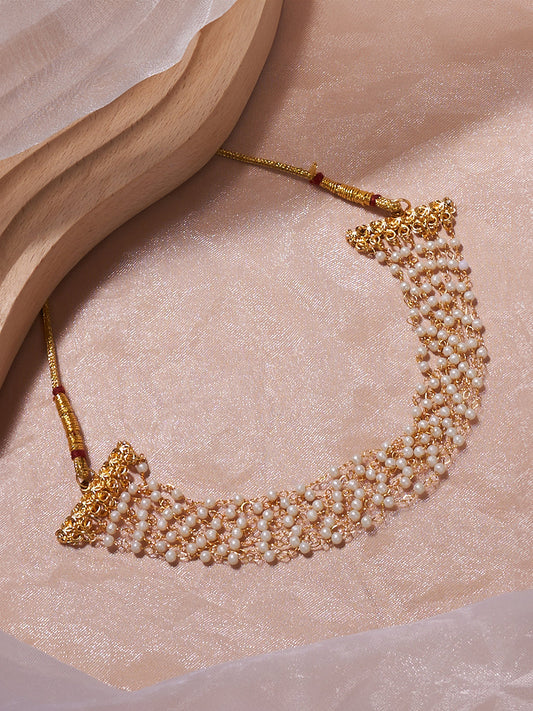 The Pebbles Collar Necklace - Pearl White-SOHINC6127