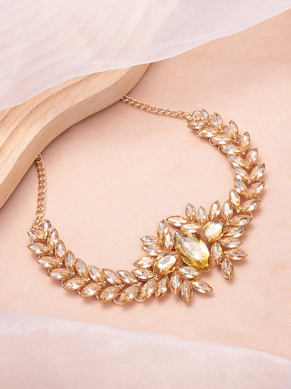 The Marquise Statement Necklace - Amber Yellow-SOHINC6128