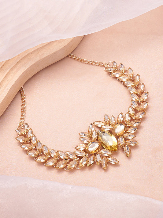 The Marquise Statement Necklace - Amber Yellow-SOHINC6128