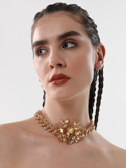 The Marquise Statement Necklace - Amber Yellow-SOHINC6128