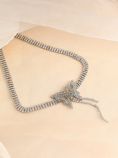 The Bijou Papillon Collar Necklace - Crystal Silver-SOHINC6204