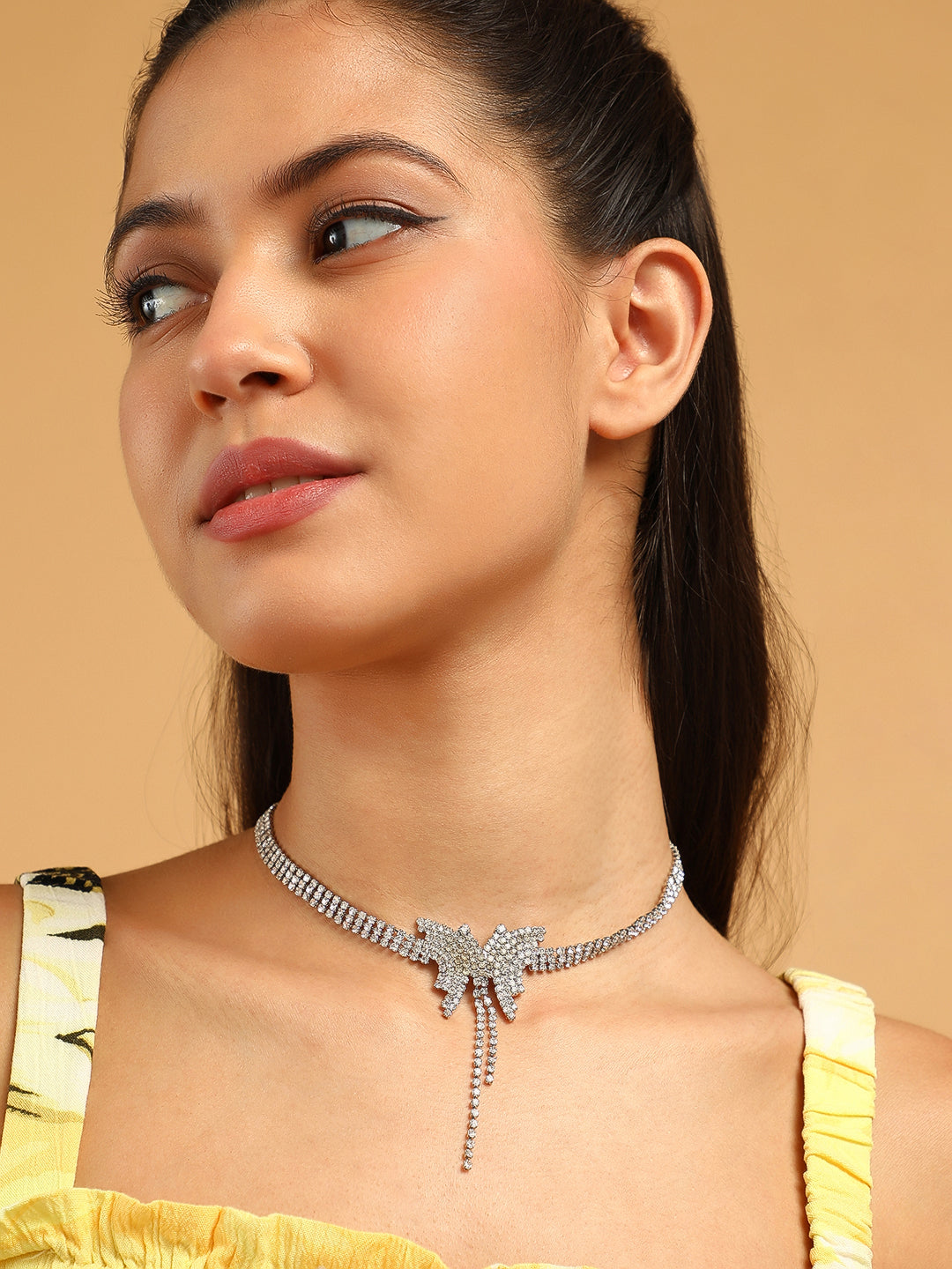The Bijou Papillon Collar Necklace - Crystal Silver-SOHINC6204