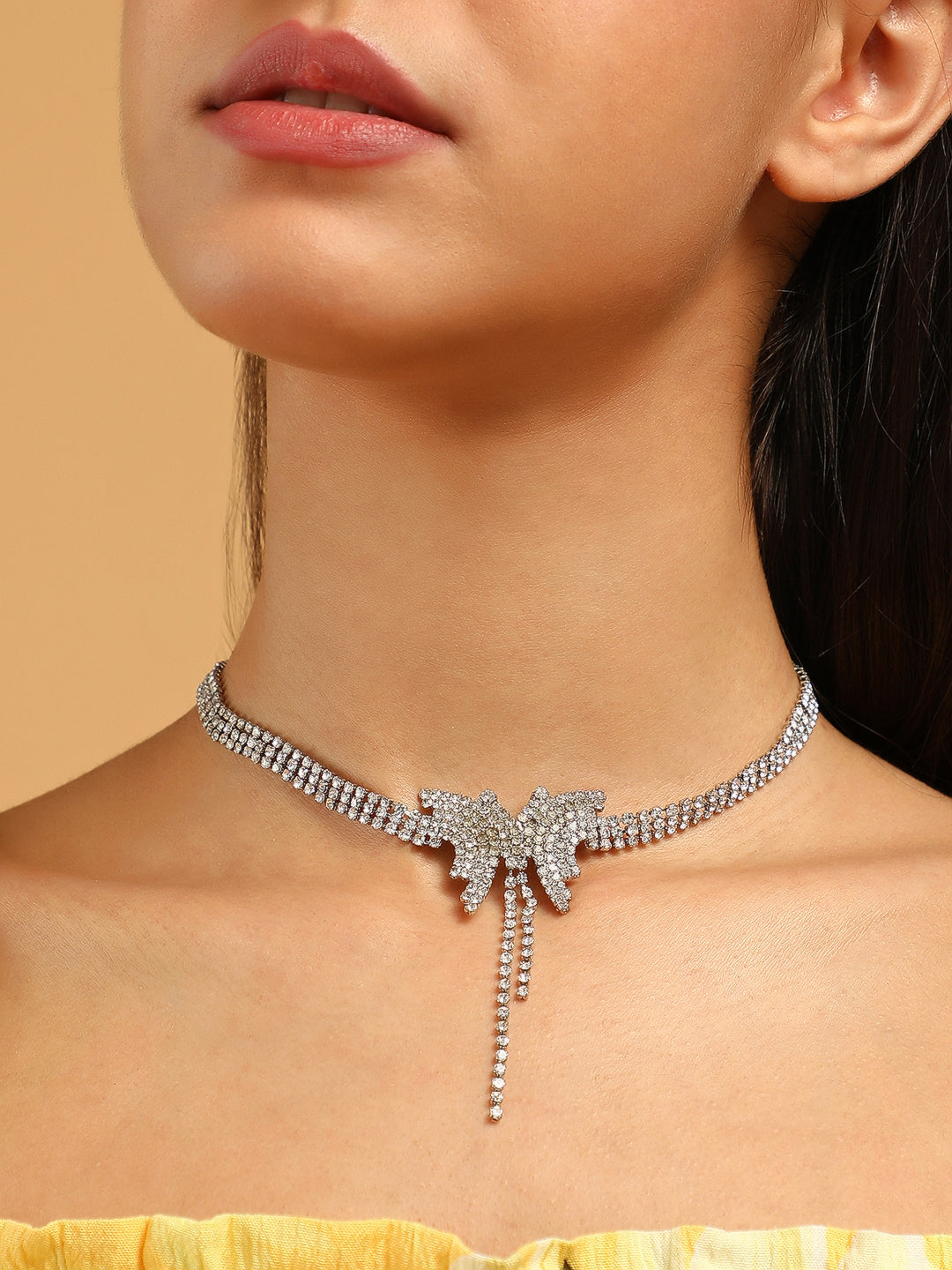 The Bijou Papillon Collar Necklace - Crystal Silver-SOHINC6204