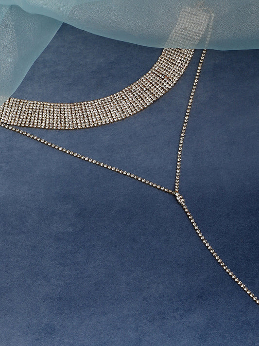 The Bijou Multi-Layer Necklace - Crystal Silver-SOHINC6205