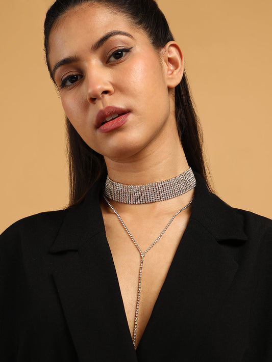 The Bijou Multi-Layer Necklace - Crystal Silver-SOHINC6205