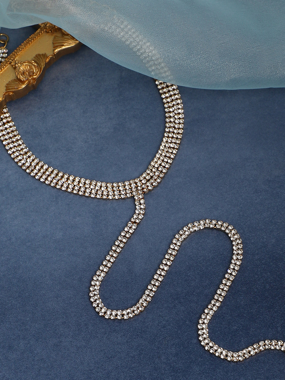 The Bijou Multi-Layer Lariat Necklace - Crystal Silver-SOHINC6207
