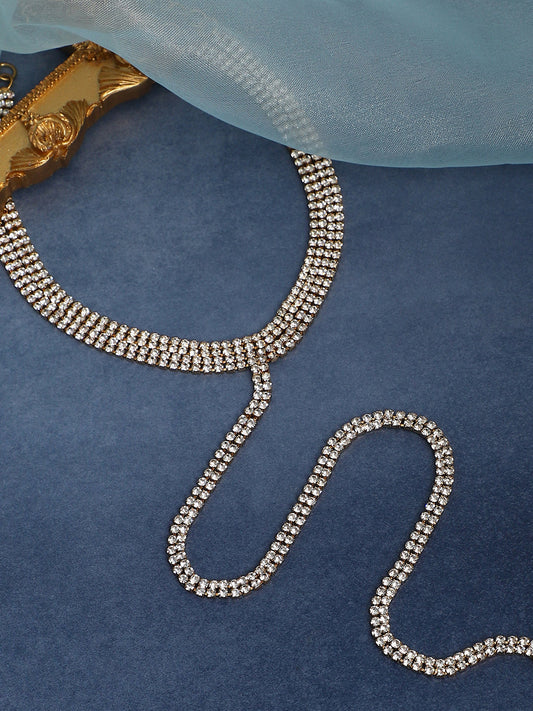 The Bijou Multi-Layer Lariat Necklace - Crystal Silver-SOHINC6207