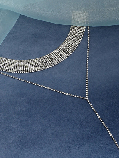 The Bijou Multi-Layer Necklace - Metallic Silver-SOHINC6209