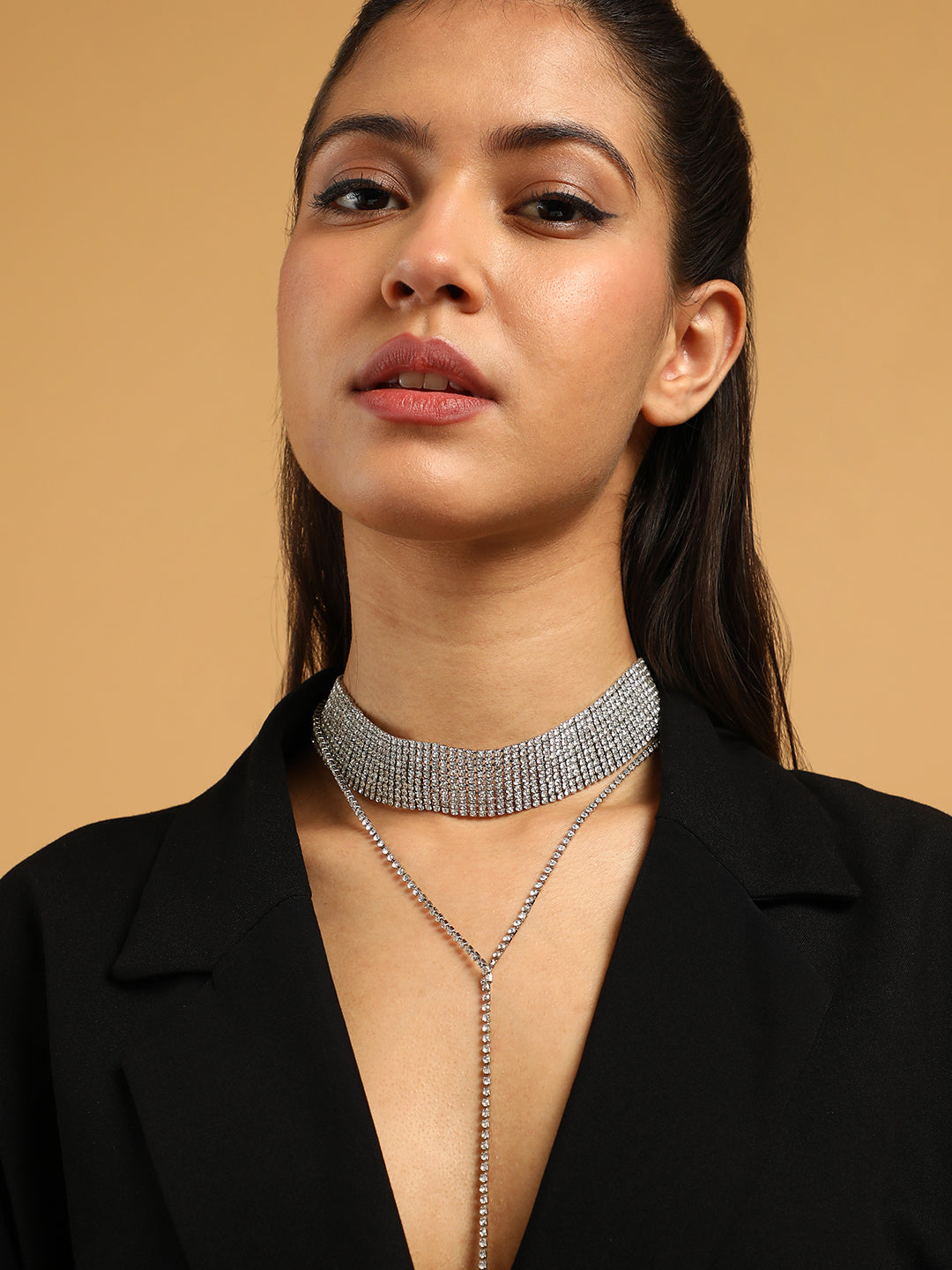 The Bijou Multi-Layer Necklace - Metallic Silver-SOHINC6209