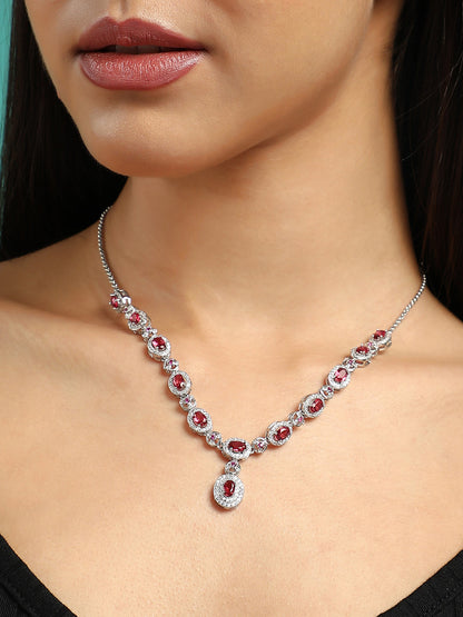 The Monaco Collar Necklace - Crimson Red-SOHINC6211